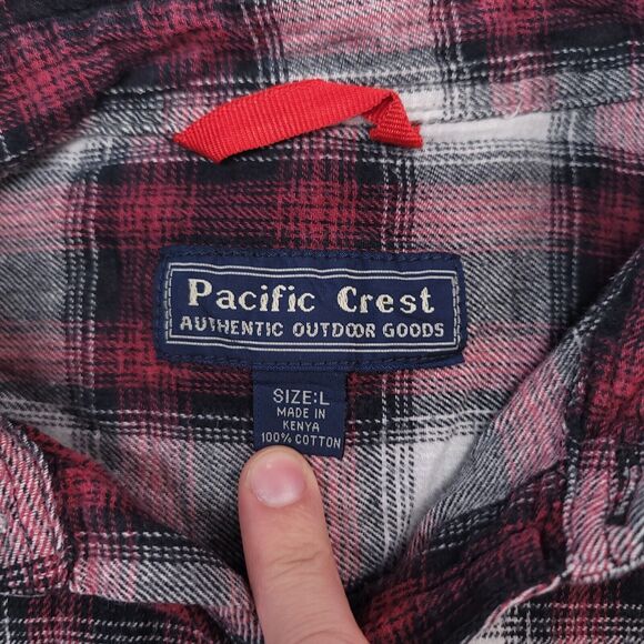 Pacific Crest Tartan Flannel Long Sleeve Button Shirt Mens Size L Red White - Picture 3 of 10